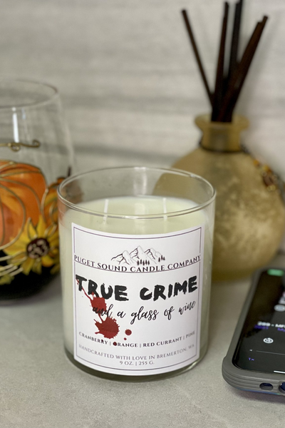 True Crime & a Glass of Wine | 9 oz. Handcrafted Candle - iamericaverret